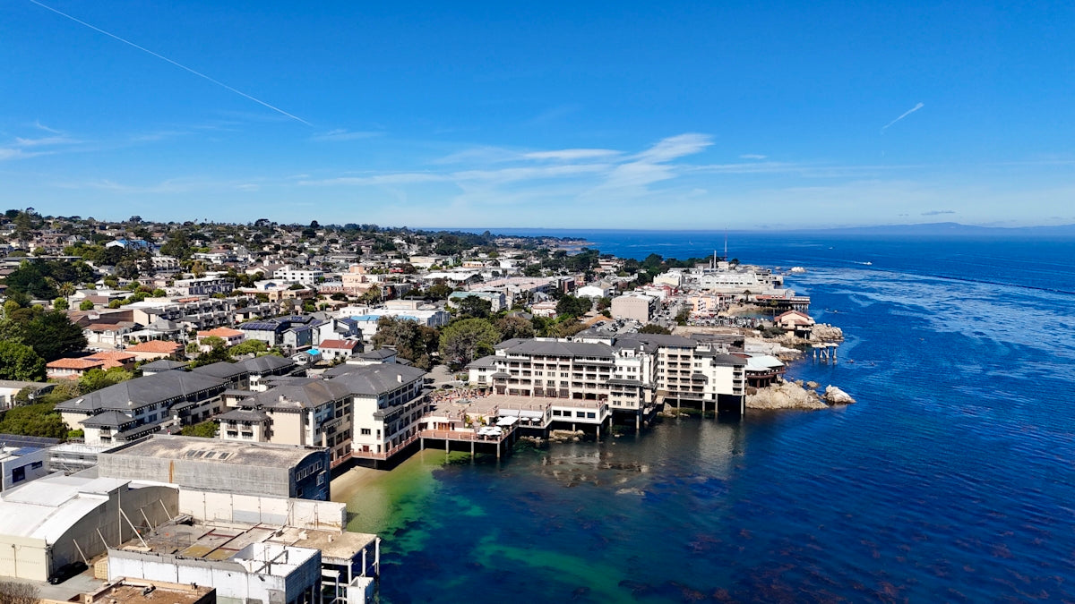 Coastal town with buildings along the oceanfront