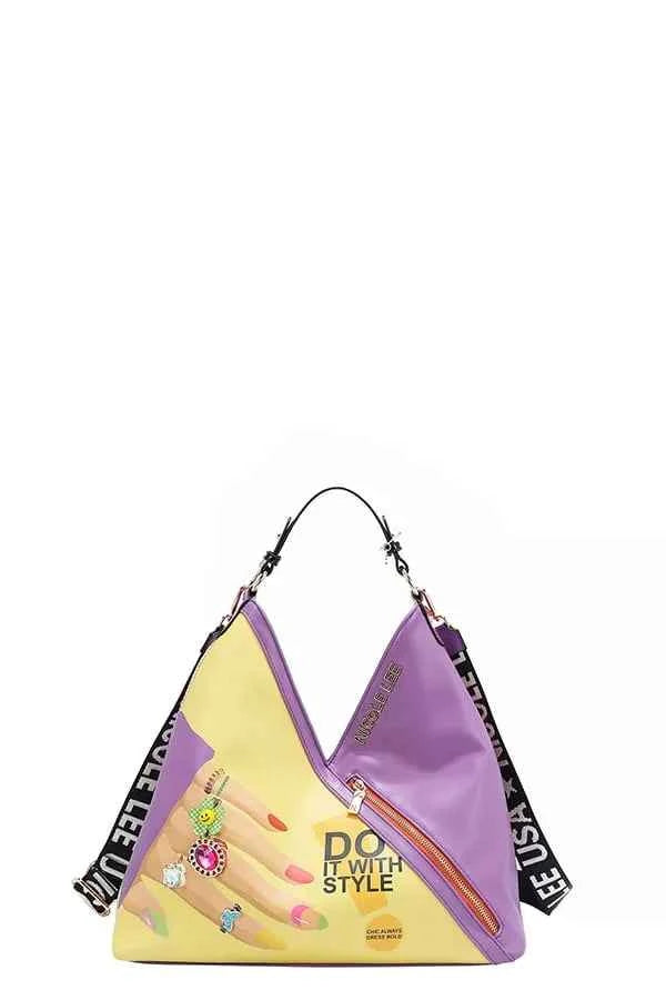 Nicole Lee USA Women's Nail Polish Hobo Bag Vegan Leather Gold Hardware One Size