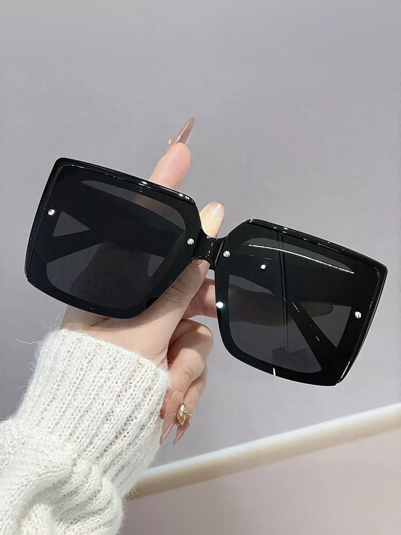 Women's Oversized Gradient Square Sunglasses UV400 Multi Colors One Size Black One Size