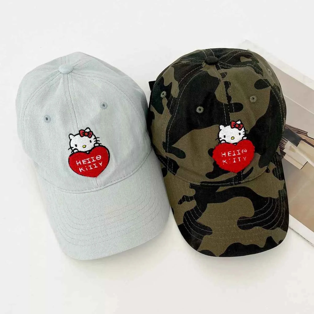 Women's Kawaii Cat Heart Embroidered Baseball Cap K-Fashion Coastal One Size