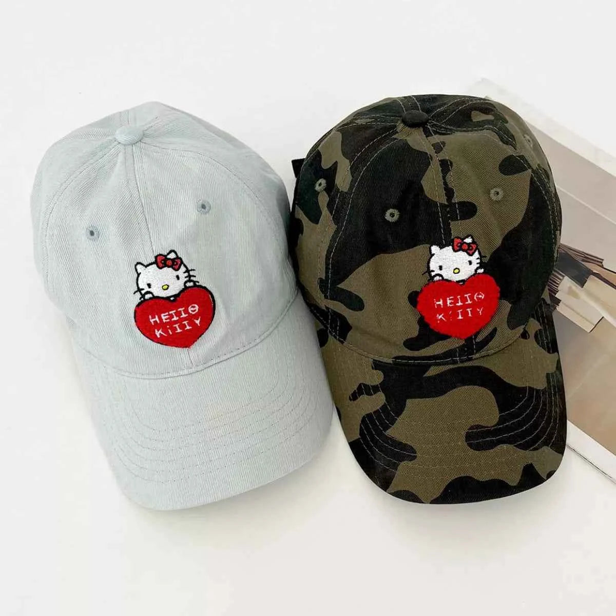 Women's Kawaii Cat Heart Embroidered Baseball Cap K-Fashion Coastal One Size