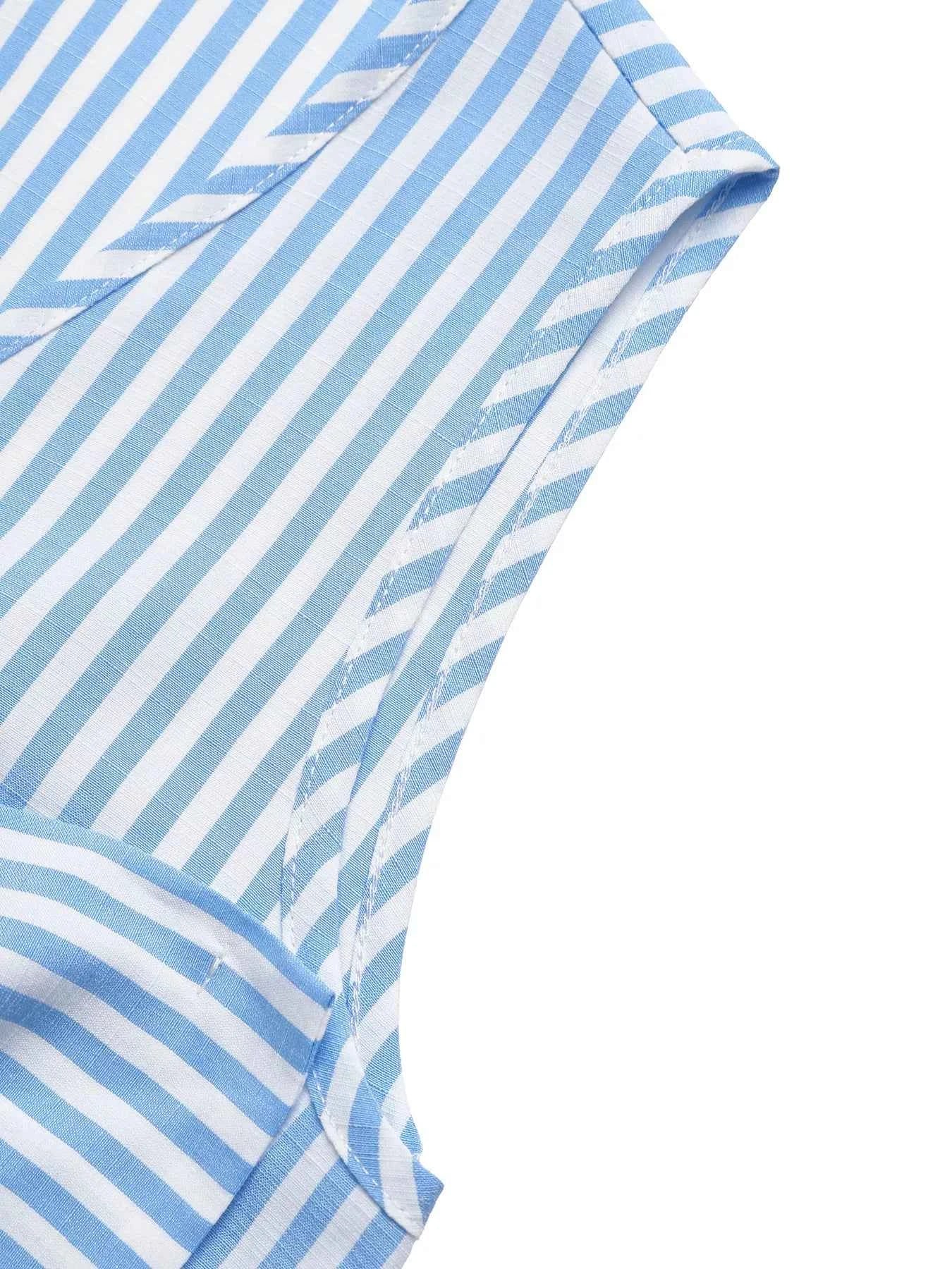 Striped Bowknot Sleeveless Top & Shorts Set