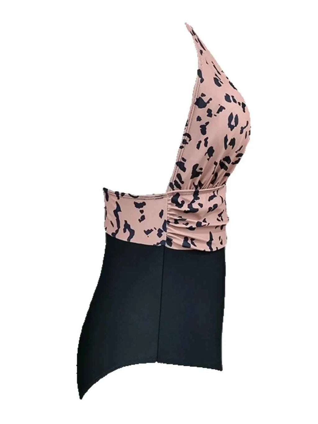 Women's Leopard Print Halter One-Piece Swimsuit Plus Size Removable Pad S-3XL
