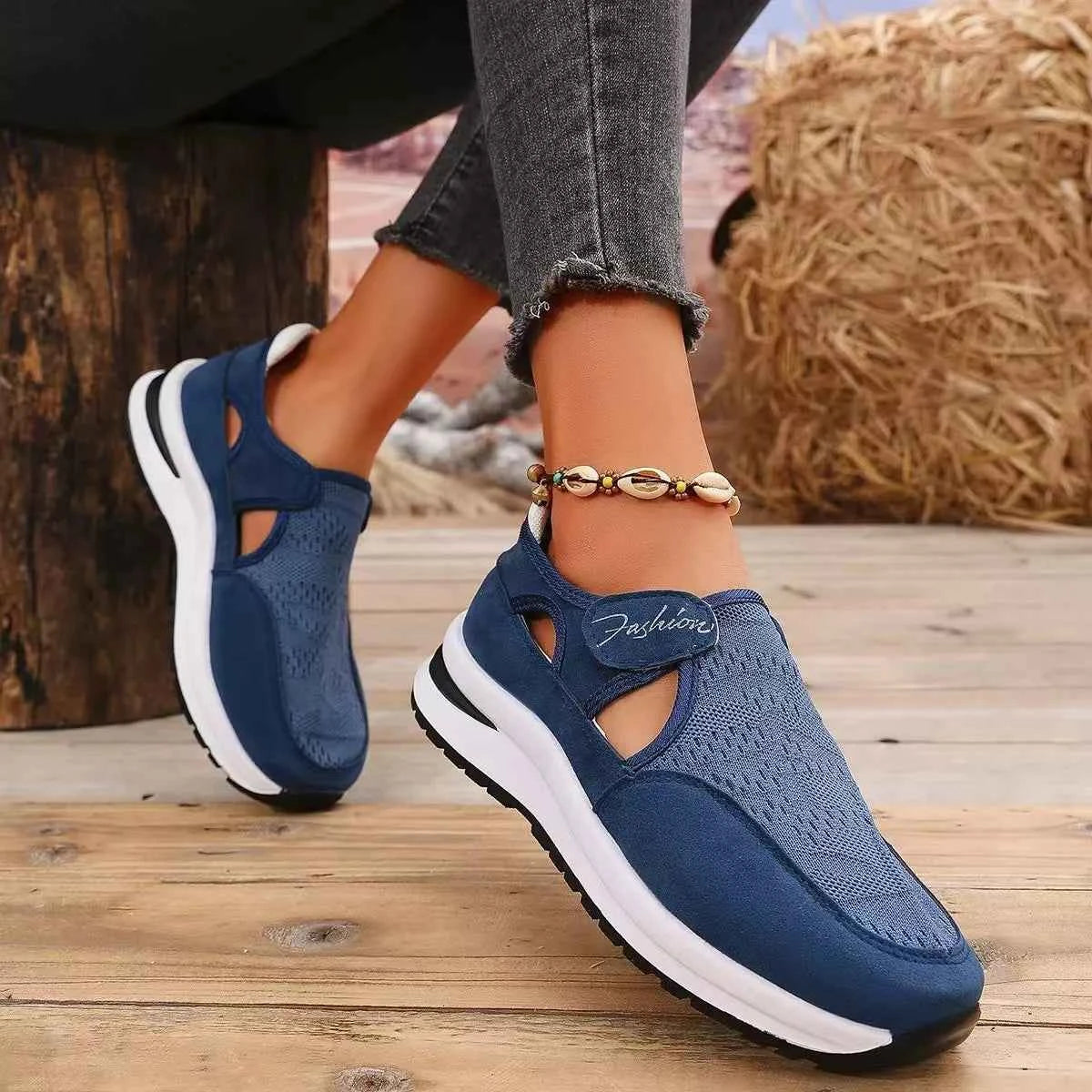 Women's Breathable Mesh Cutout Slip-On Flat Shoes Multi Colors US 5-11