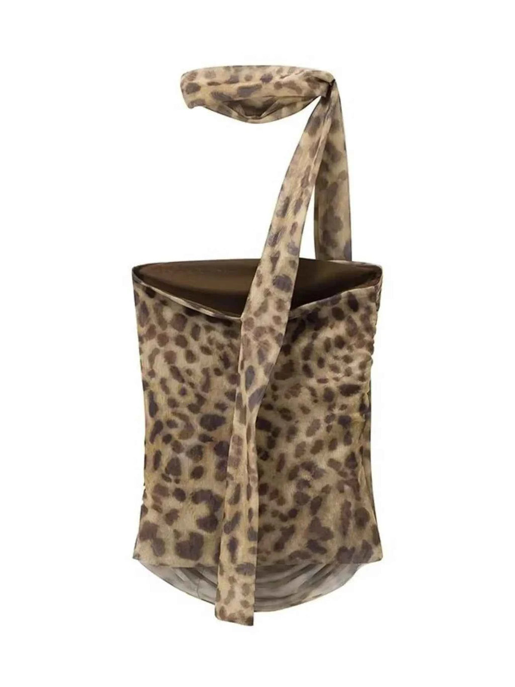 Women's Ruched Leopard Print Tie Tube Top Boho Beach Resort Leopard XS-L