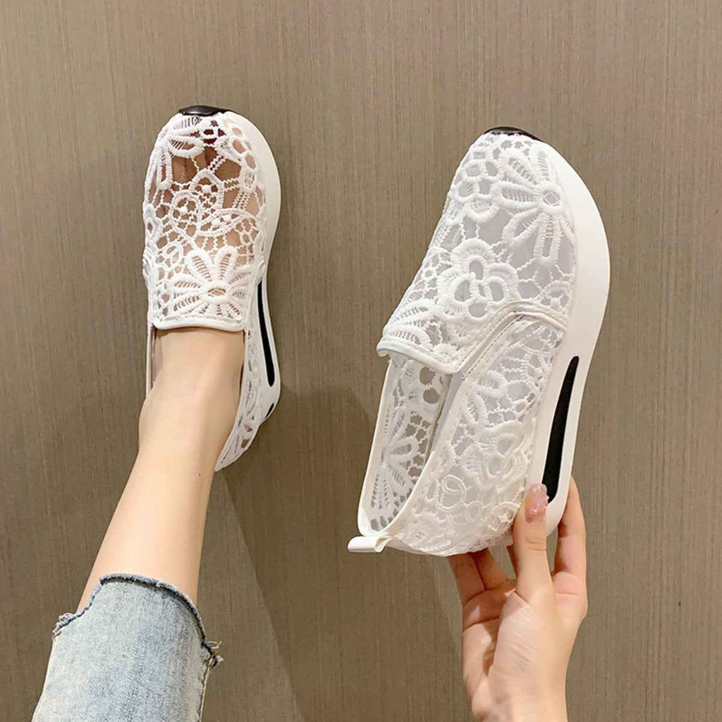 Women's Lace Breathable Mesh Platform Slip-On Shoes Multi Colors US 5-11