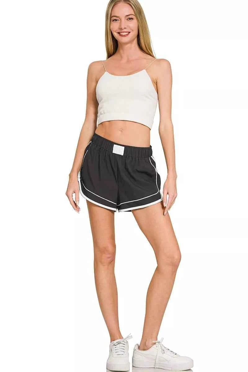 Women's Zenana Soft Woven Skort Built-In Shorts Active Casual Black S-L