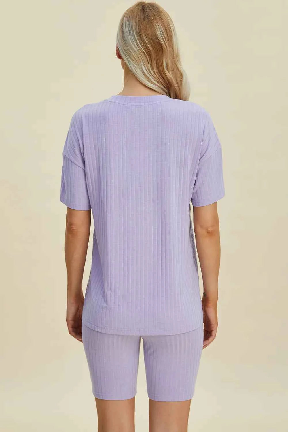 Women's Basic Bae Ribbed V-Neck Top and Shorts Set Two-Piece Multi Colors S-3XL