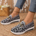 Women's Leopard Print Mesh Slip-On Sneakers Boho Coastal Multi Colors US 5-11 Gray