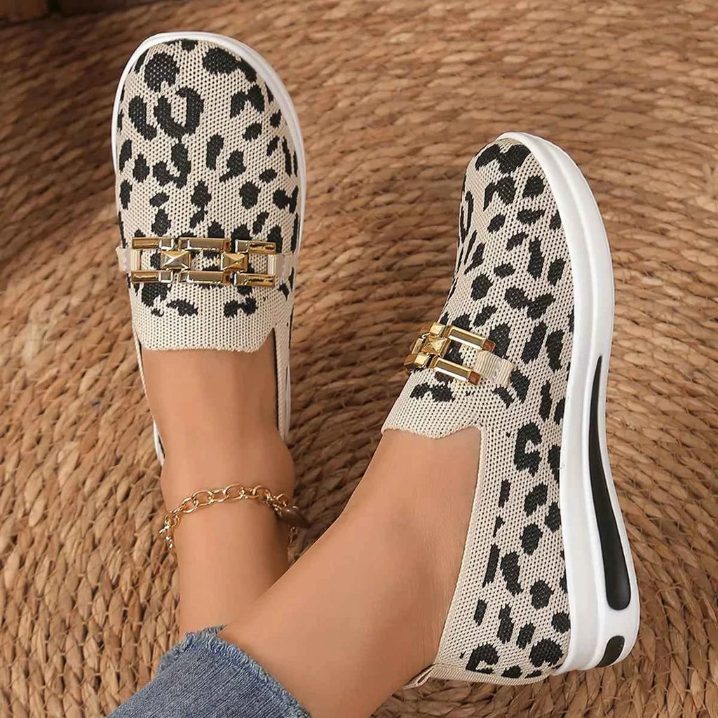 Women's Leopard Print Mesh Slip-On Sneakers Boho Coastal Multi Colors US 5-11