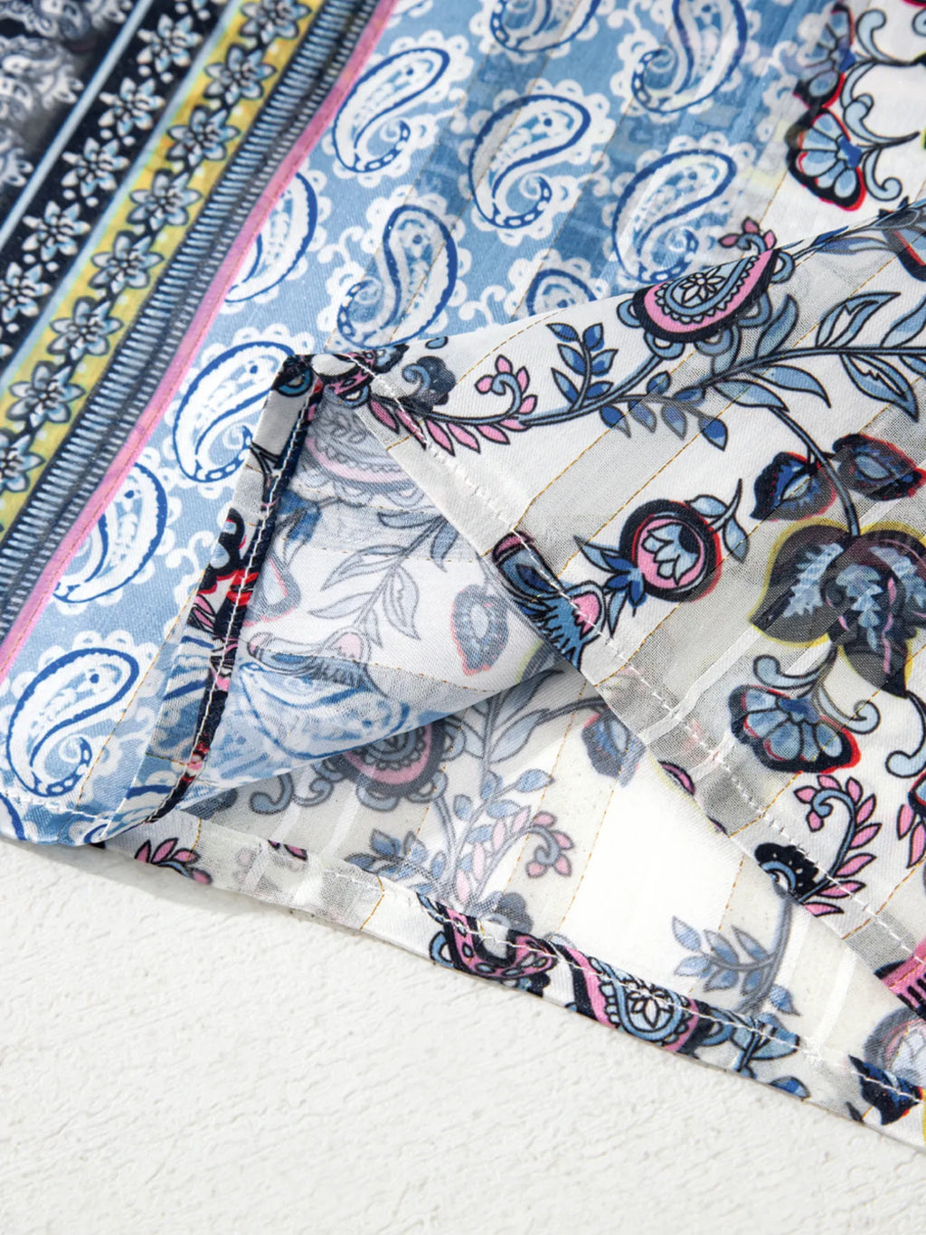 Women's Printed Open Front Cover Up Oversized Beach Kimono Blue One Size
