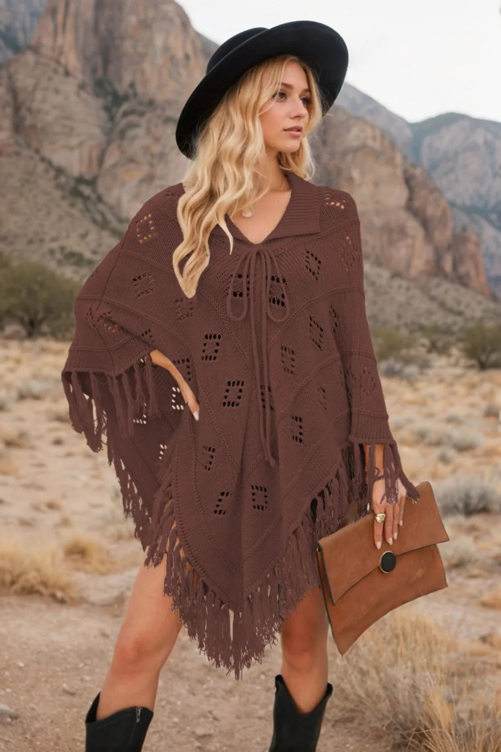 Tassel Hem Knit Cover Up