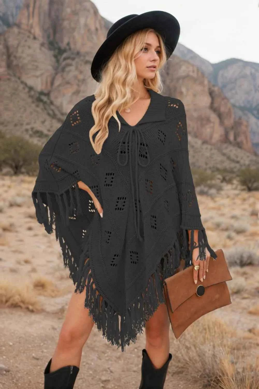 Tassel Hem Knit Cover Up