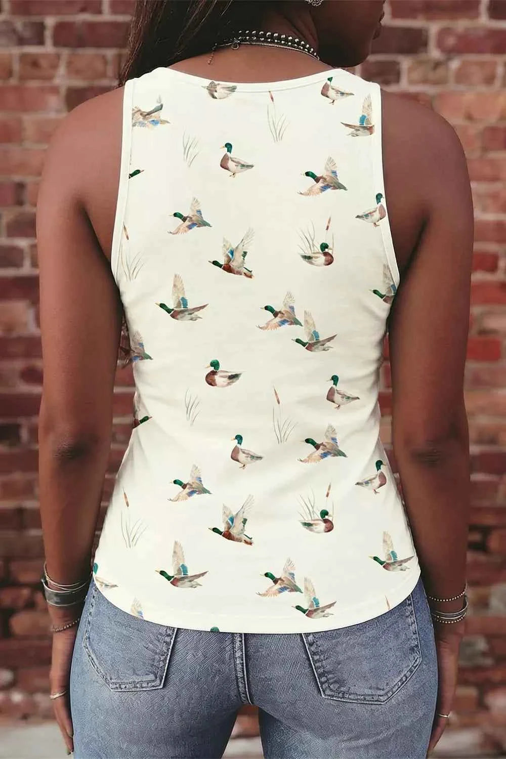 Mallard Print Western Style Tank Top