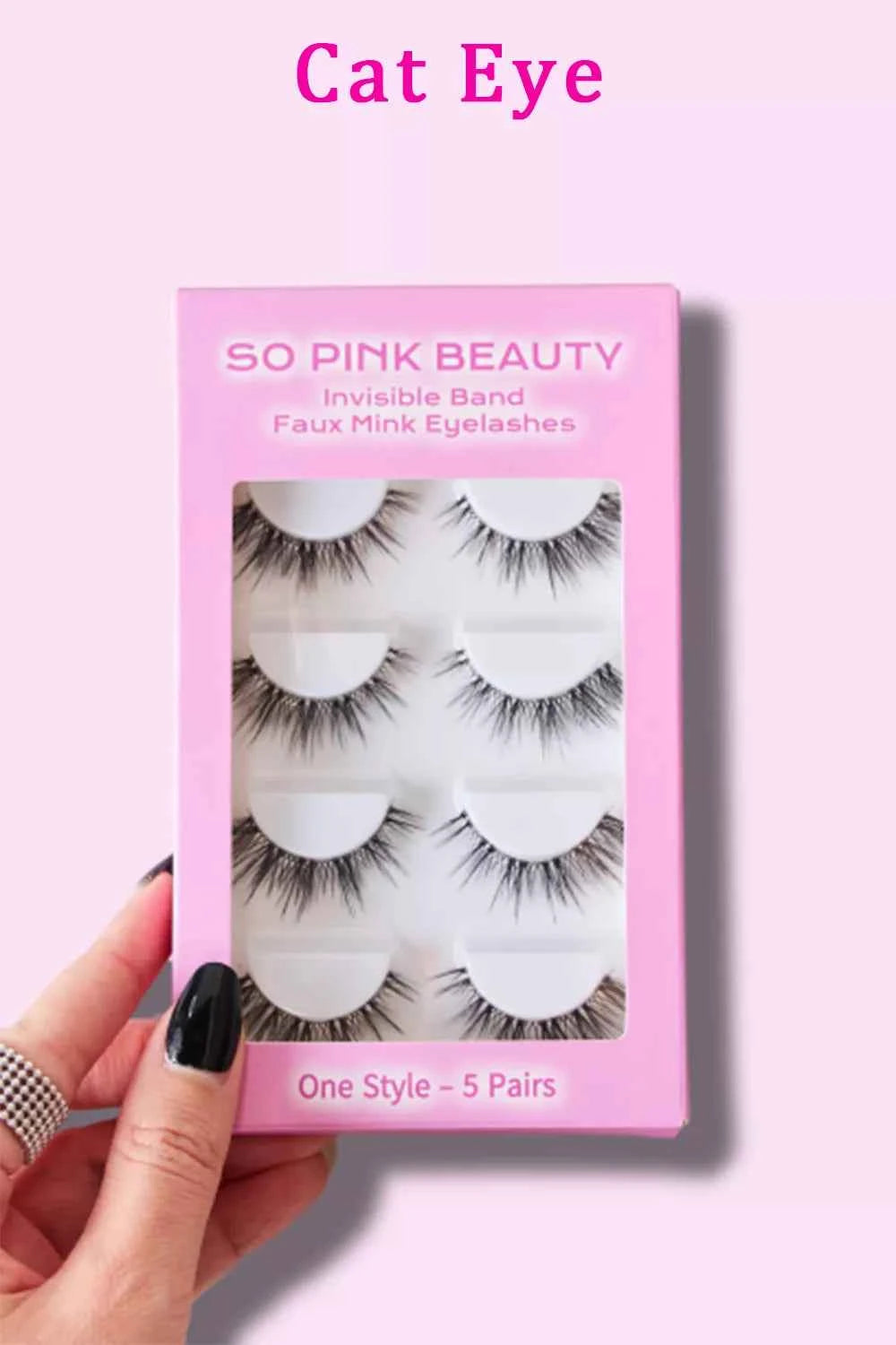 Women's So Pink Beauty Faux Mink False Eyelashes Variety Pack 5 Pairs One Size Cat Eye One Size