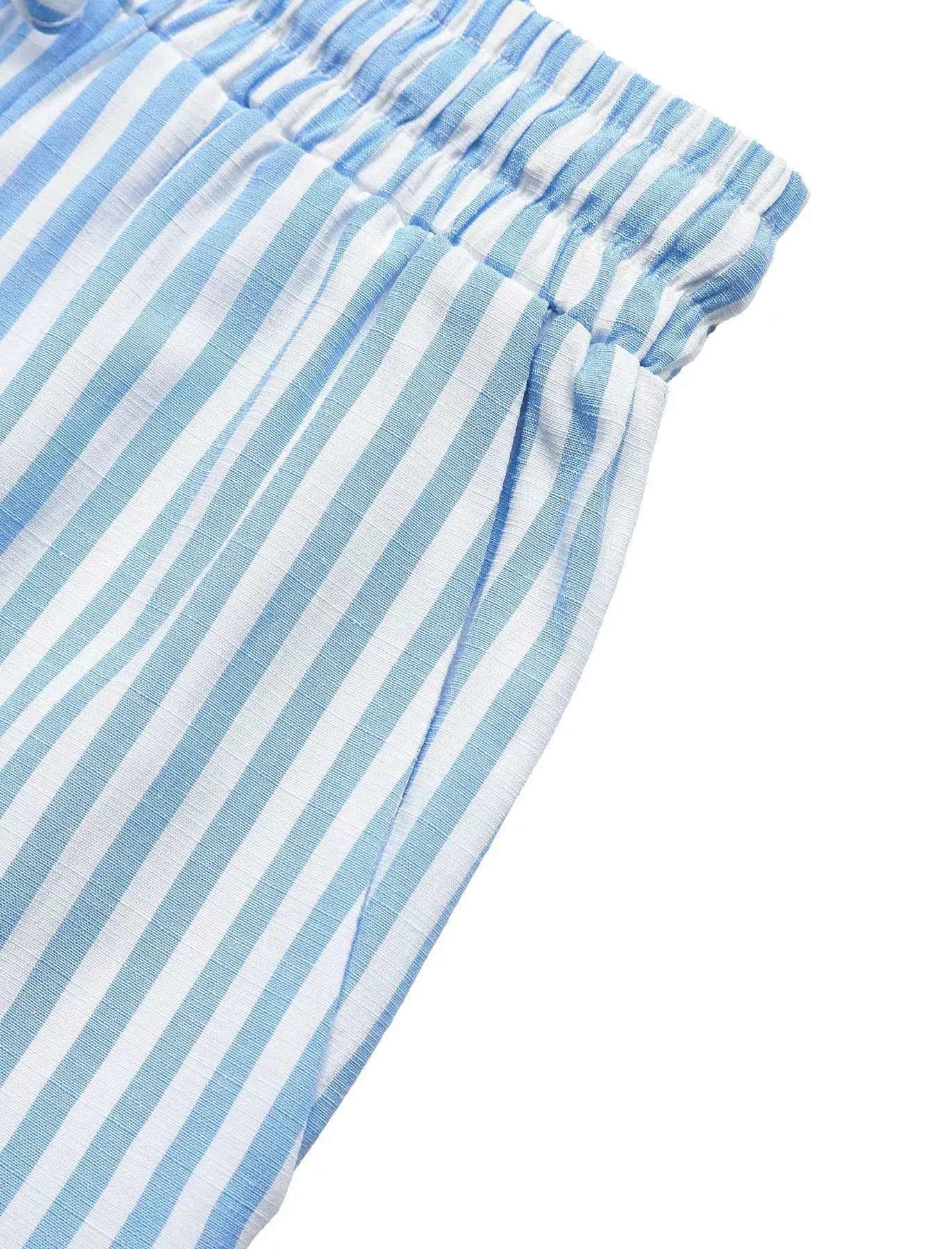Striped Bowknot Sleeveless Top & Shorts Set