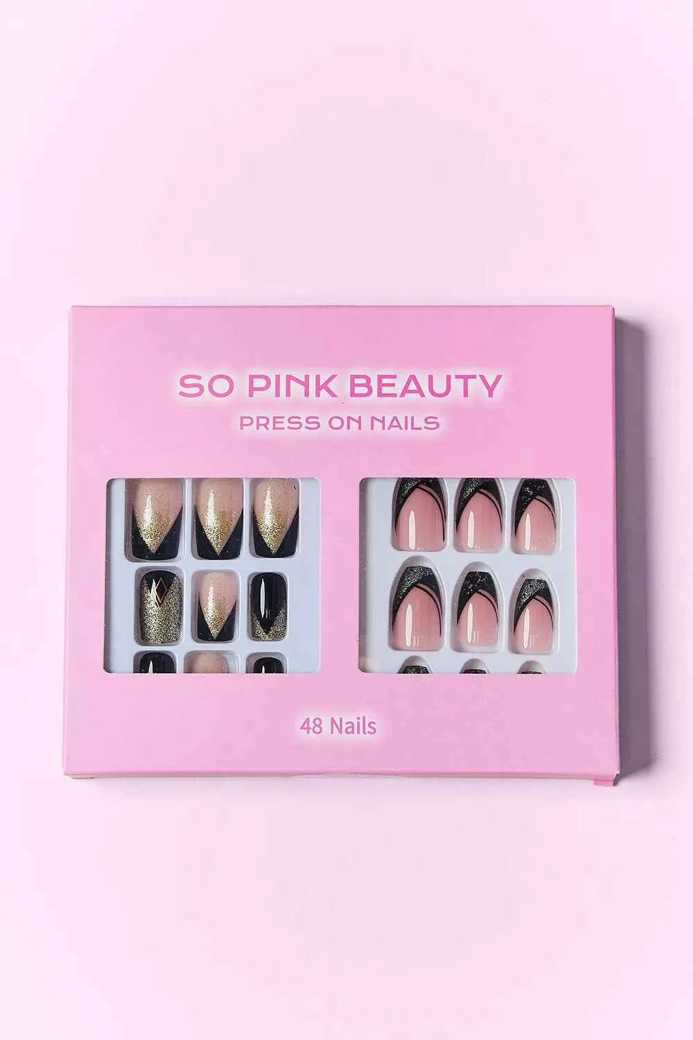 Women's So Pink Beauty Press-On Nails 2 Pack 48 Pieces Glue Included One Size