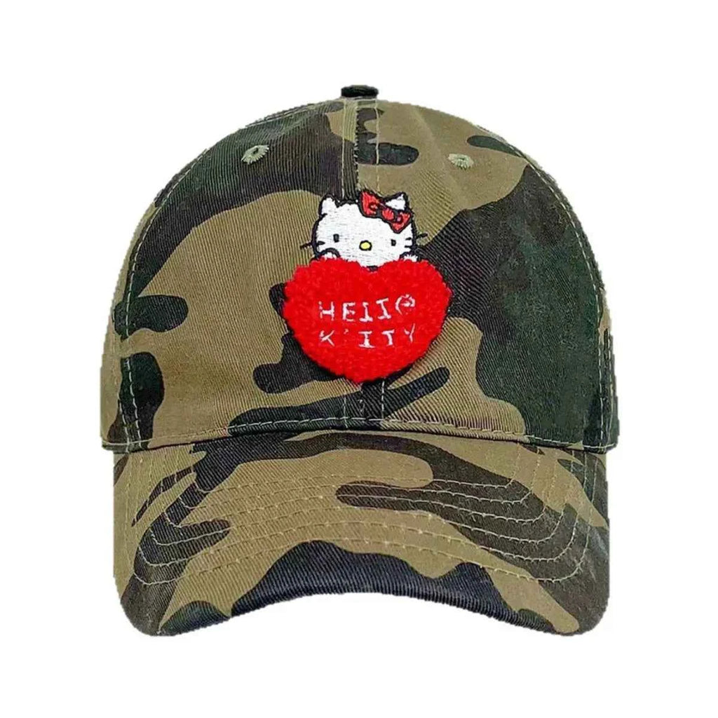 Women's Kawaii Cat Heart Embroidered Baseball Cap K-Fashion Coastal One Size Army Green One Size