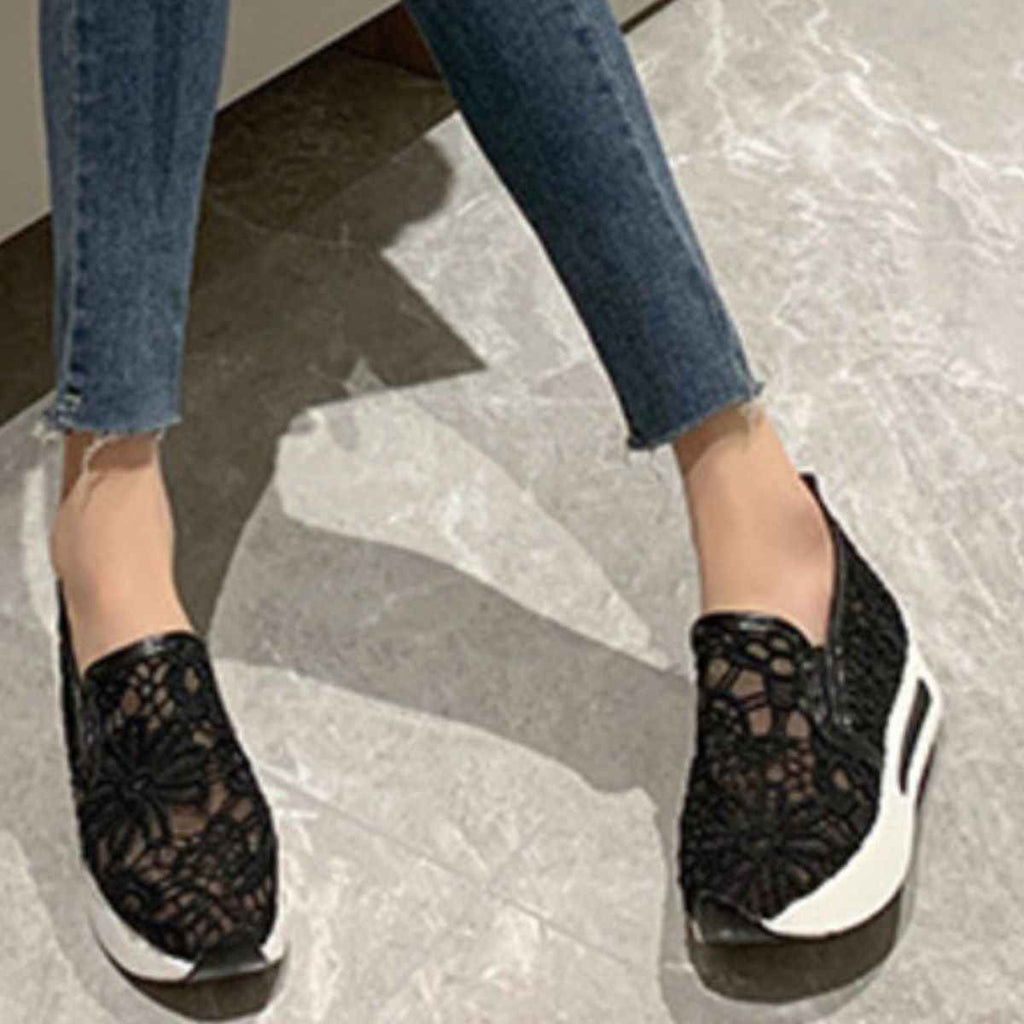 Women's Lace Breathable Mesh Platform Slip-On Shoes Multi Colors US 5-11