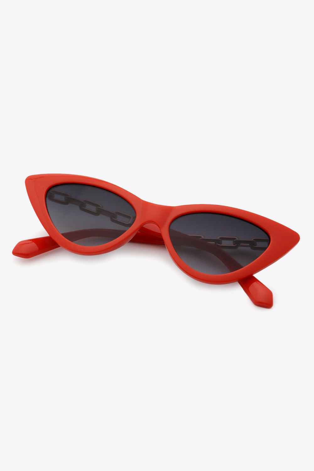 Women's Chain Detail Cat-Eye Sunglasses UV400 Coastal Deep Red Gray One Size