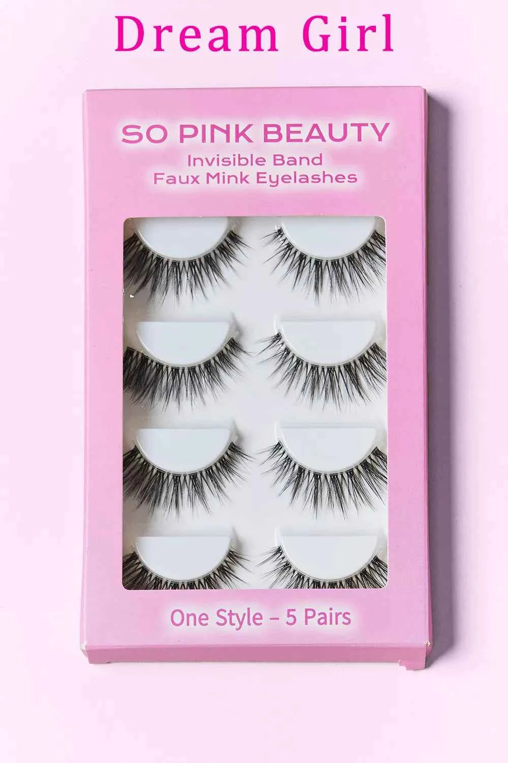 Women's So Pink Beauty Faux Mink False Eyelashes Variety Pack 5 Pairs One Size
