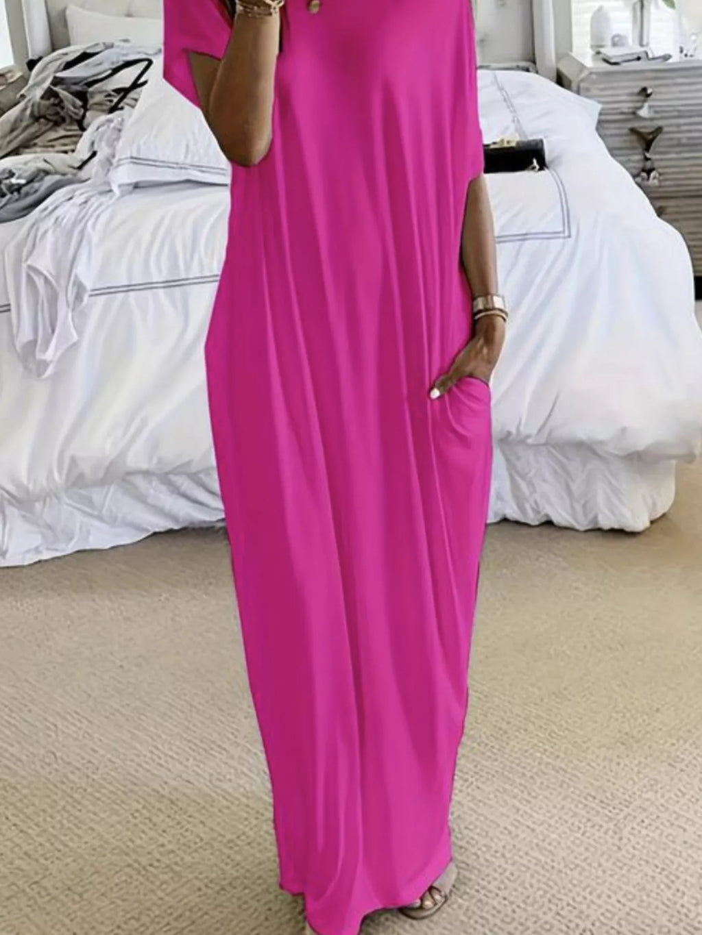 Women's Loose Fit Maxi Dress with Pockets – 5 Colors, S to 3XL Maxi Dresses