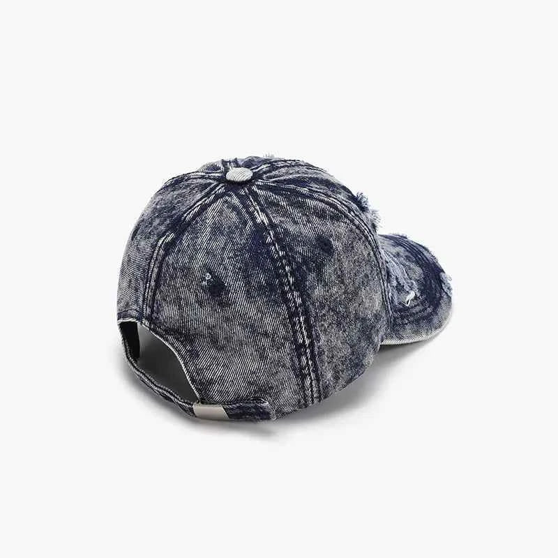 Women's Distressed Cotton Baseball Cap Boho Beach Resort Medium Light Black One Size