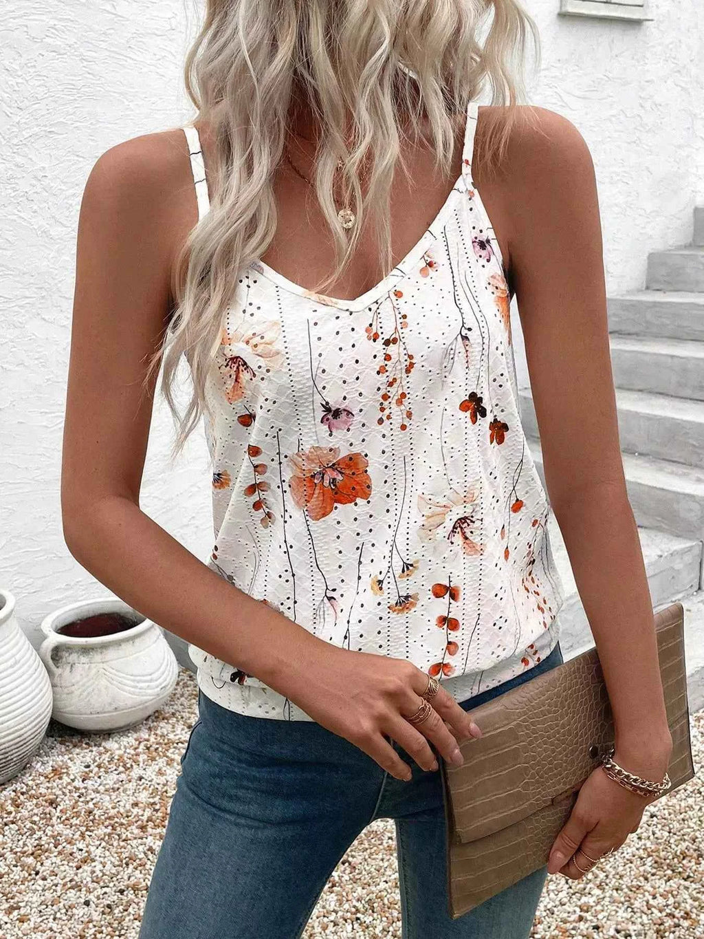 Floral Print V-Neck Casual Cami