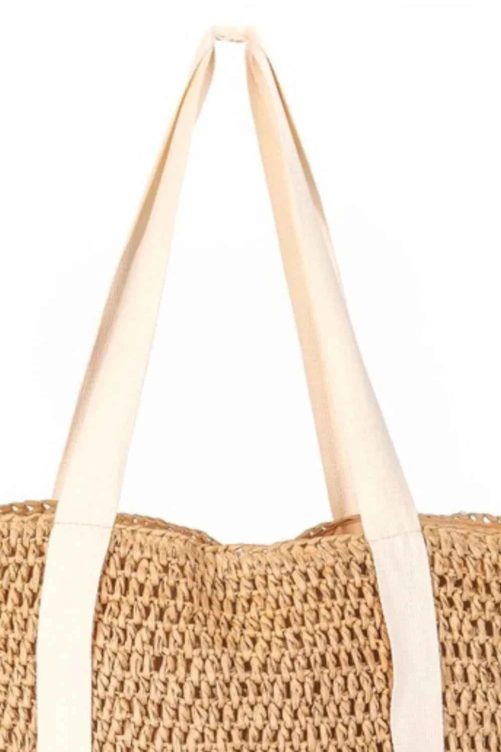 Women's Straw Braided Hat Carrier Tote Bag Beach Summer Camel One Size