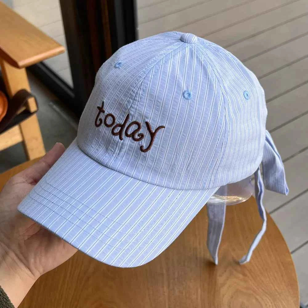 Women's Striped Embroidered Baseball Cap Adjustable Cotton Hat Multi Colors