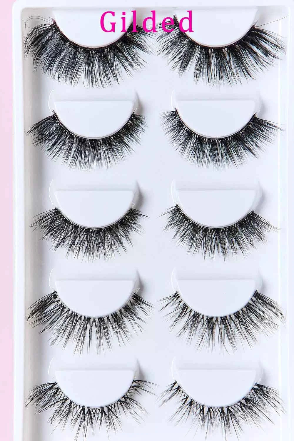 Women's So Pink Beauty Faux Mink Gilded False Eyelashes 5 Pairs One Size