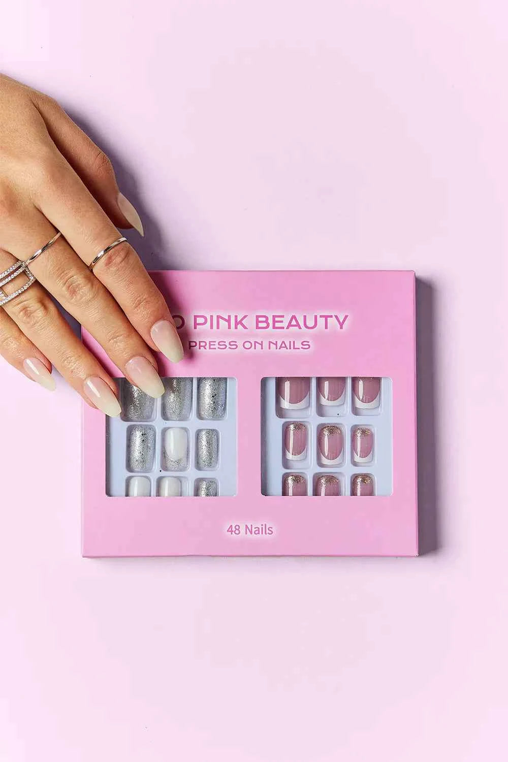 Women's So Pink Beauty Press-On Nails 2 Pack 48 Pieces Glue Included One Size Glamour & Glitz One Size