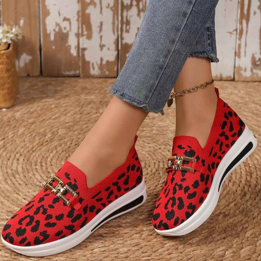 Women's Leopard Print Mesh Slip-On Sneakers Boho Coastal Multi Colors US 5-11