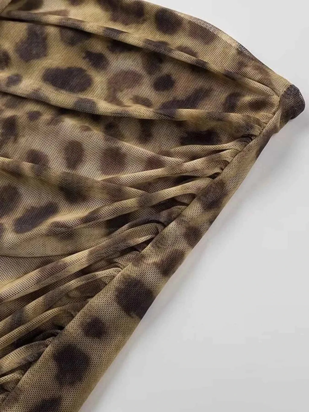 Women's Ruched Leopard Print Tie Tube Top Boho Beach Resort Leopard XS-L