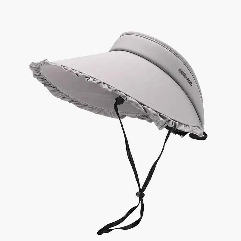 Women's Frill Adjustable Ice Silk Sun Hat Beach Resort Multi Colors One Size