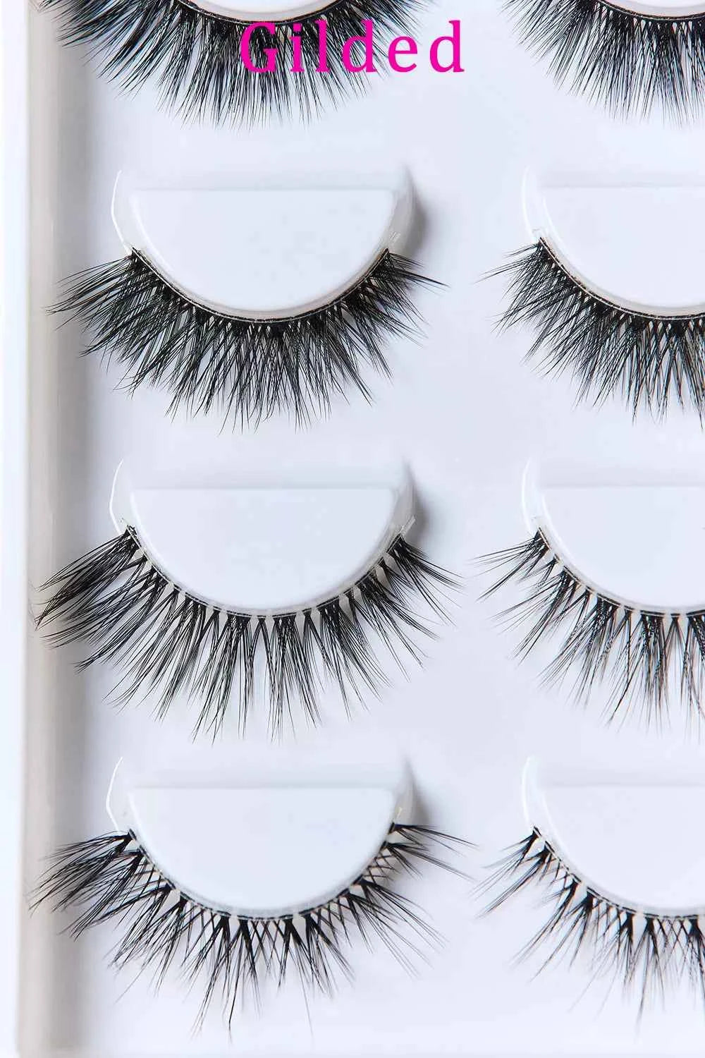 Women's So Pink Beauty Faux Mink Gilded False Eyelashes 5 Pairs One Size