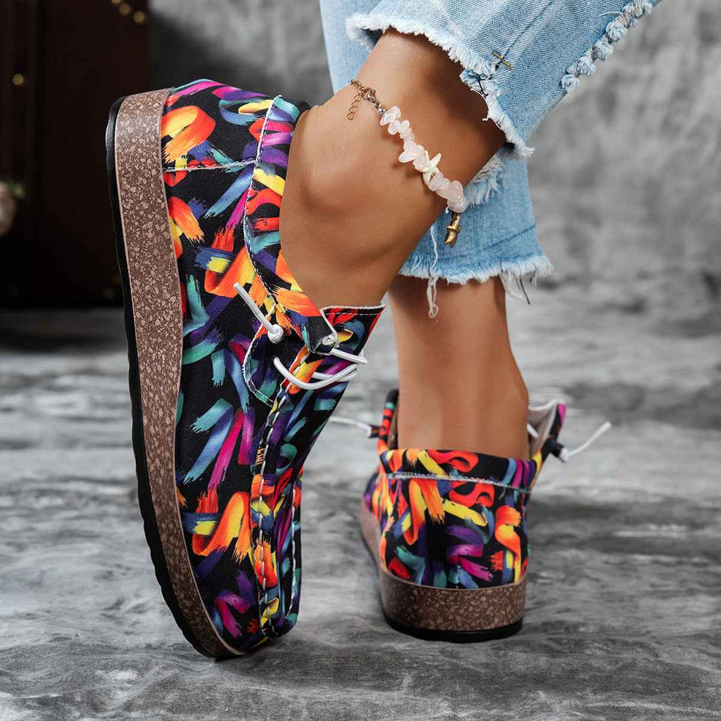 Women's Colorful Abstract Print Casual Loafers Slip-On Flat Shoes 5-11 EU 36-43