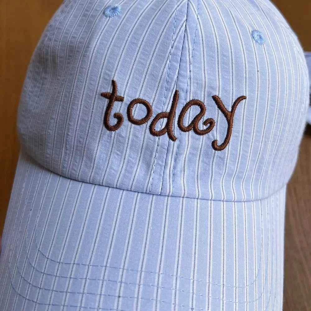 Women's Striped Embroidered Baseball Cap Adjustable Cotton Hat Multi Colors