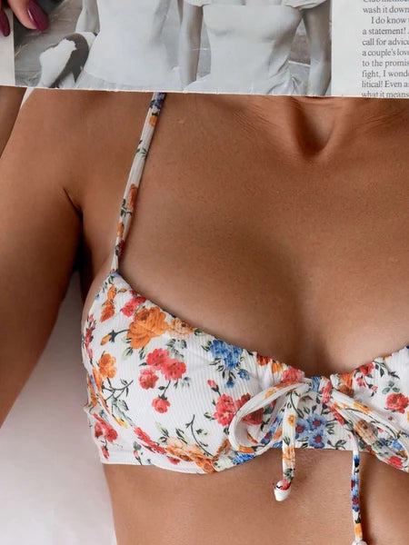 Women's' Fresh Floral Style Quick Drying Bikini Swimsuit For Beach Leisure