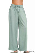 Zenana Women's French Terry Wide Leg Sweatpants Drawstring Ash Blue S-L ASH BLUE