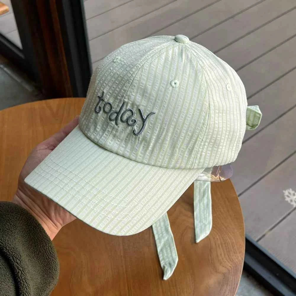 Women's Striped Embroidered Baseball Cap Adjustable Cotton Hat Multi Colors Green One Size