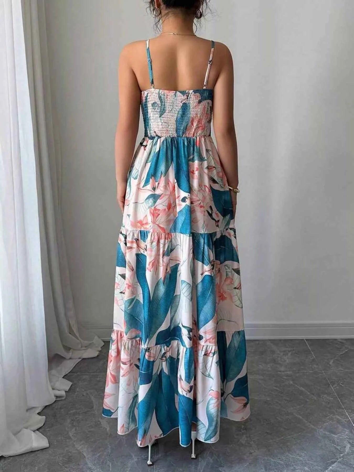Floral Print Tiered Maxi Cami Dress