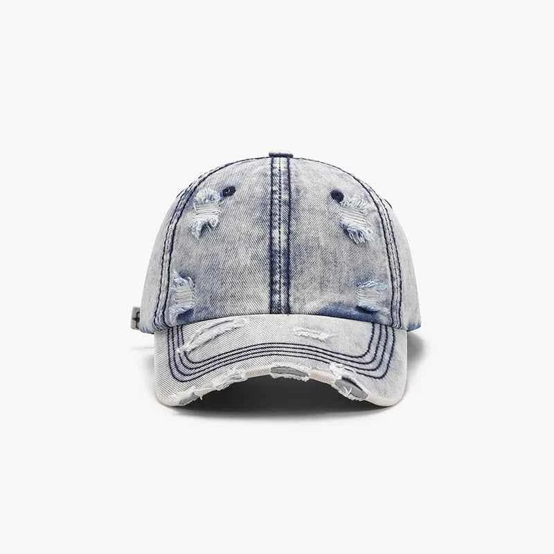 Women's Distressed Cotton Baseball Cap Boho Beach Resort Medium Light Black One Size Light One Size