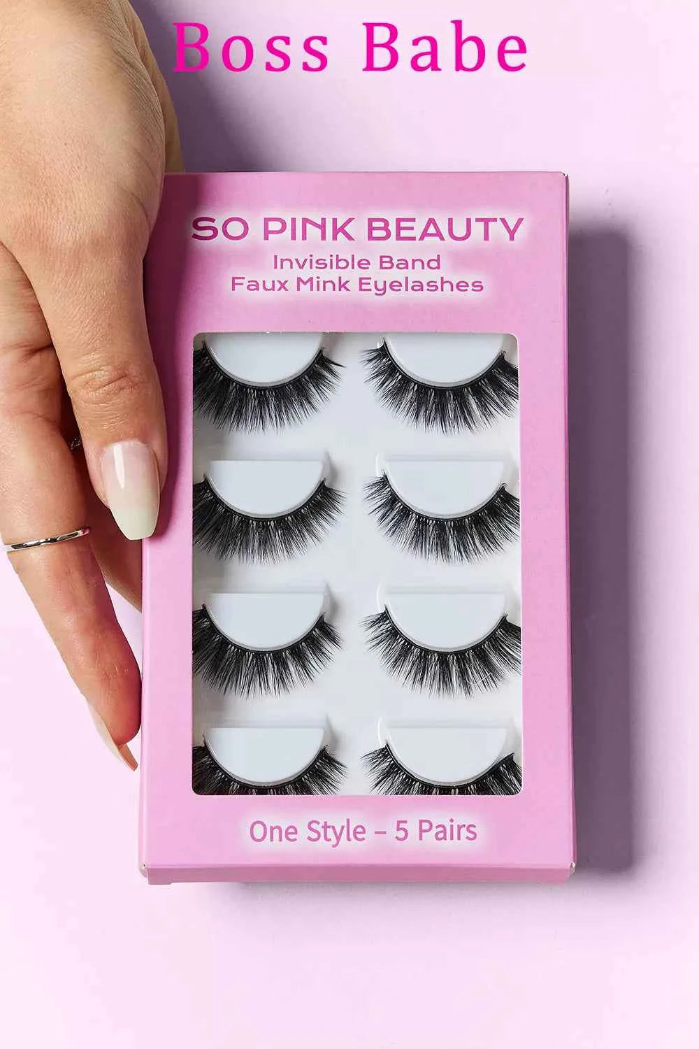 Women's So Pink Beauty Faux Mink False Eyelashes Variety Pack 5 Pairs One Size Boss Babe One Size