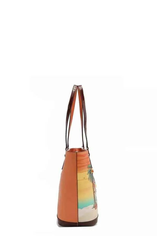 Nicole Lee USA Tropical Beach House Print Vegan Leather Shopper Bag One Size