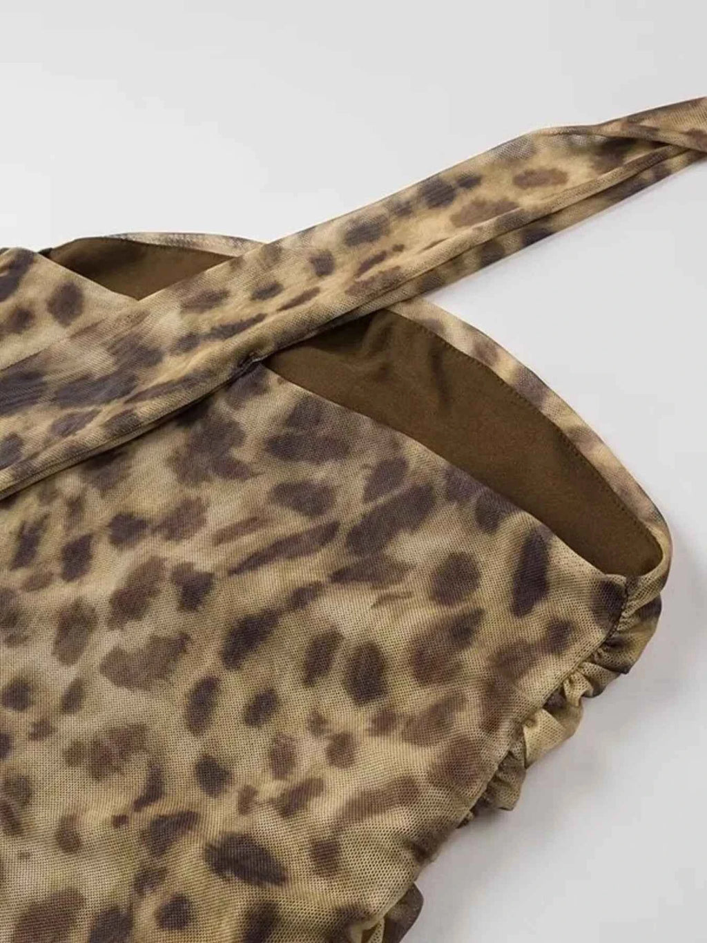 Women's Ruched Leopard Print Tie Tube Top Boho Beach Resort Leopard XS-L