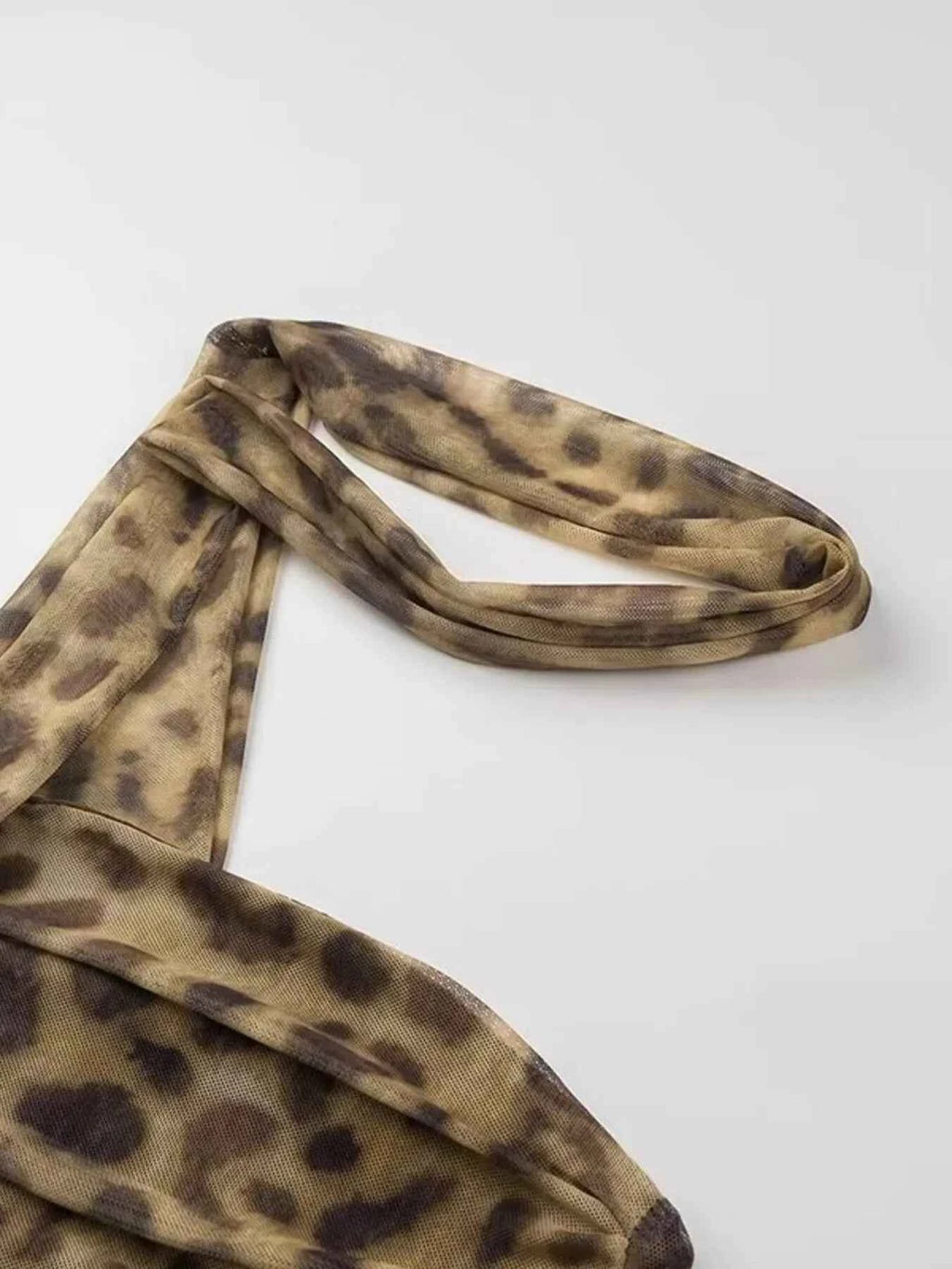 Women's Ruched Leopard Print Tie Tube Top Boho Beach Resort Leopard XS-L