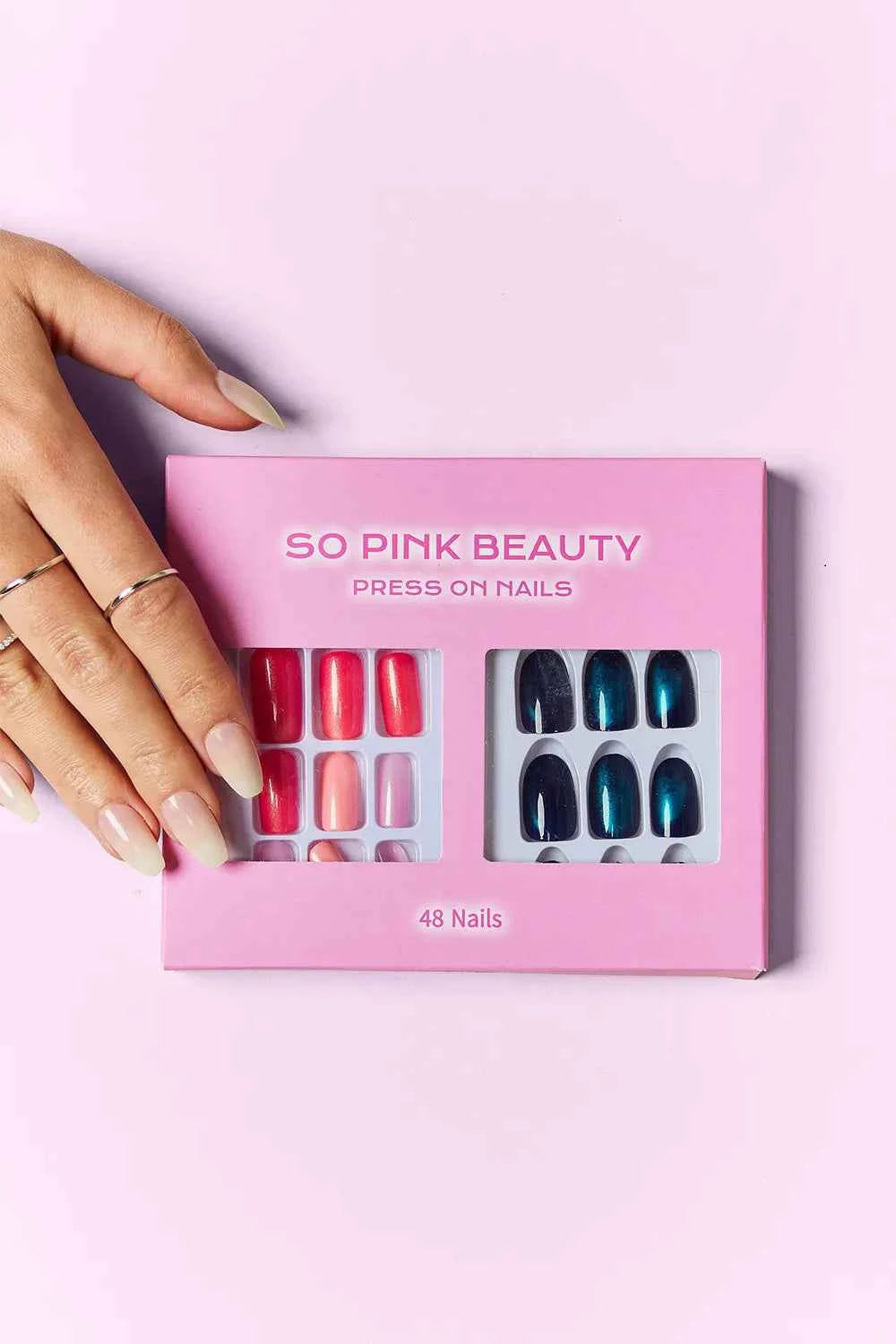 Women's So Pink Beauty Press-On Nails 2 Pack 48 Pieces Glue Included One Size Midnight Glam One Size