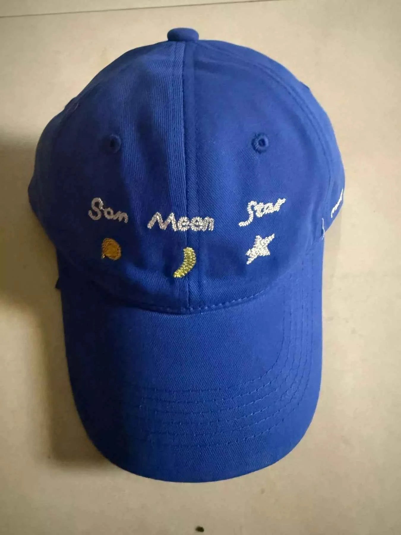 Women's Sun Moon Star Embroidered Baseball Cap Cotton Adjustable One Size Royal Blue One Size