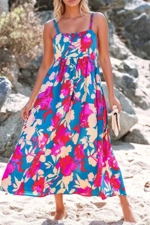 Floral Square Neck Cami Dress with Pockets Floral